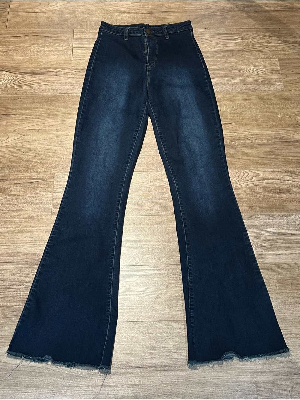Fashion Nova Dark Blue High-Waist Flare Jeans